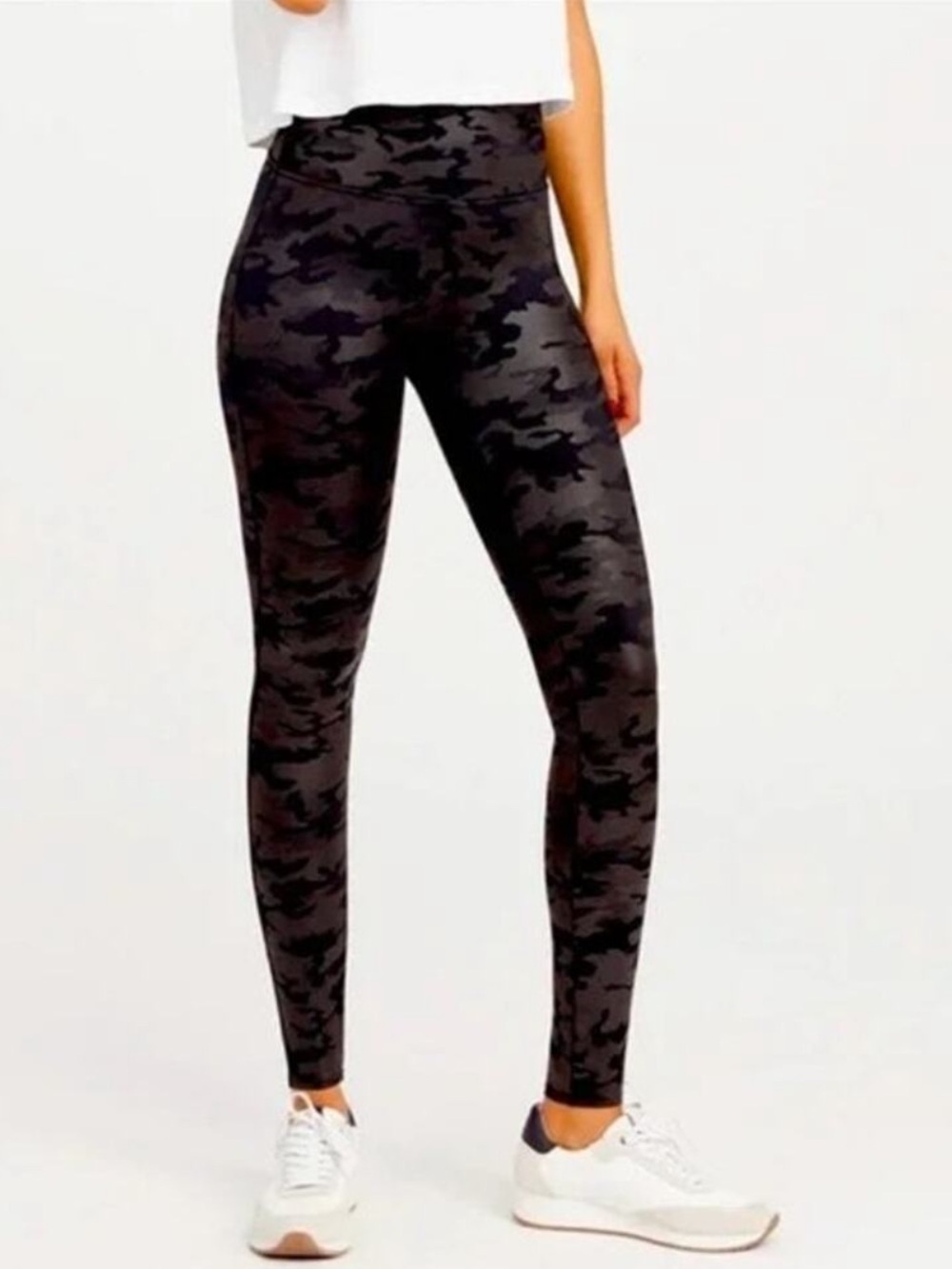 Spanx Black Metallic Camo Print Leggings XL